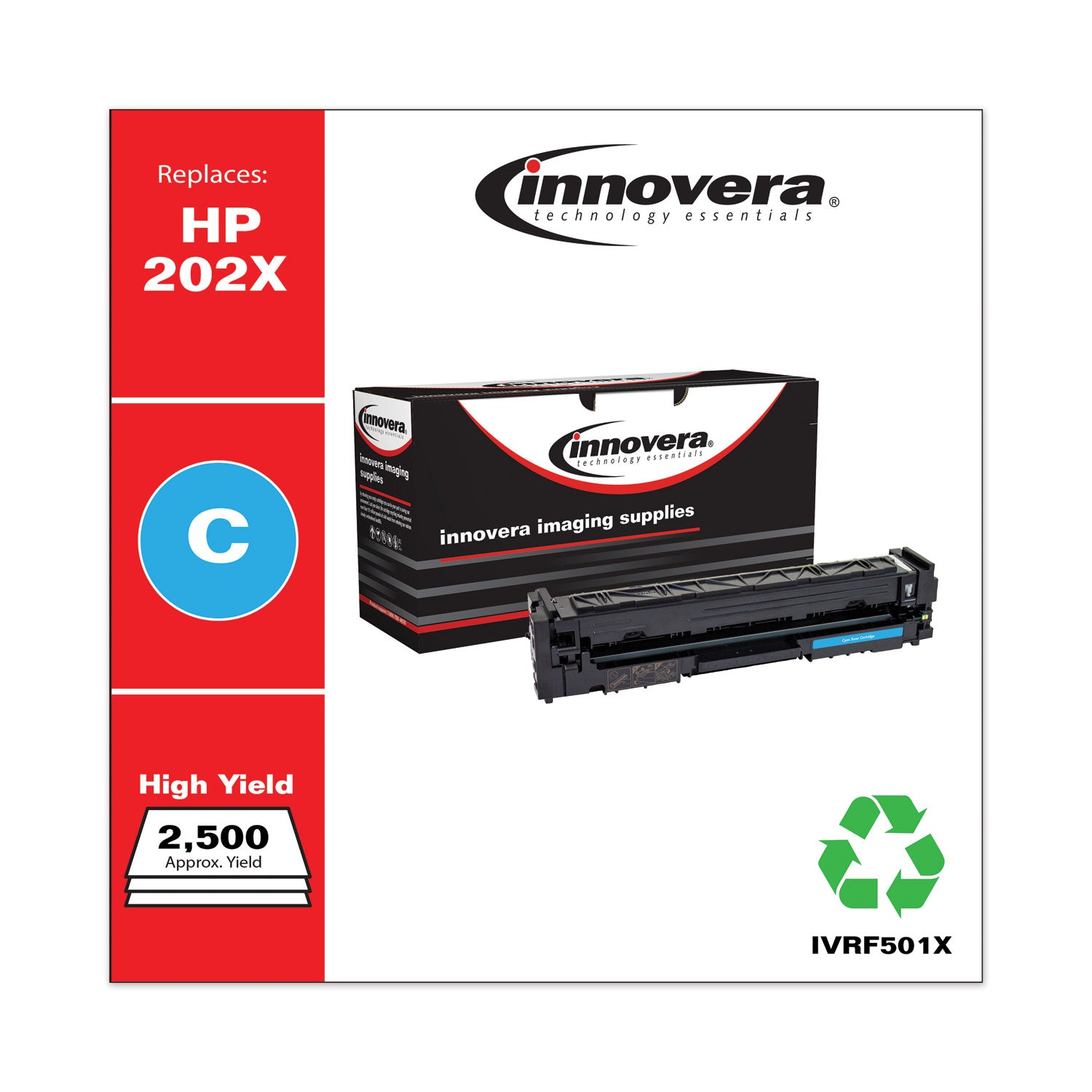 Remanufactured Cyan High-Yield Toner, Replacement for 202X (CF501X), 2,500 Page-Yield