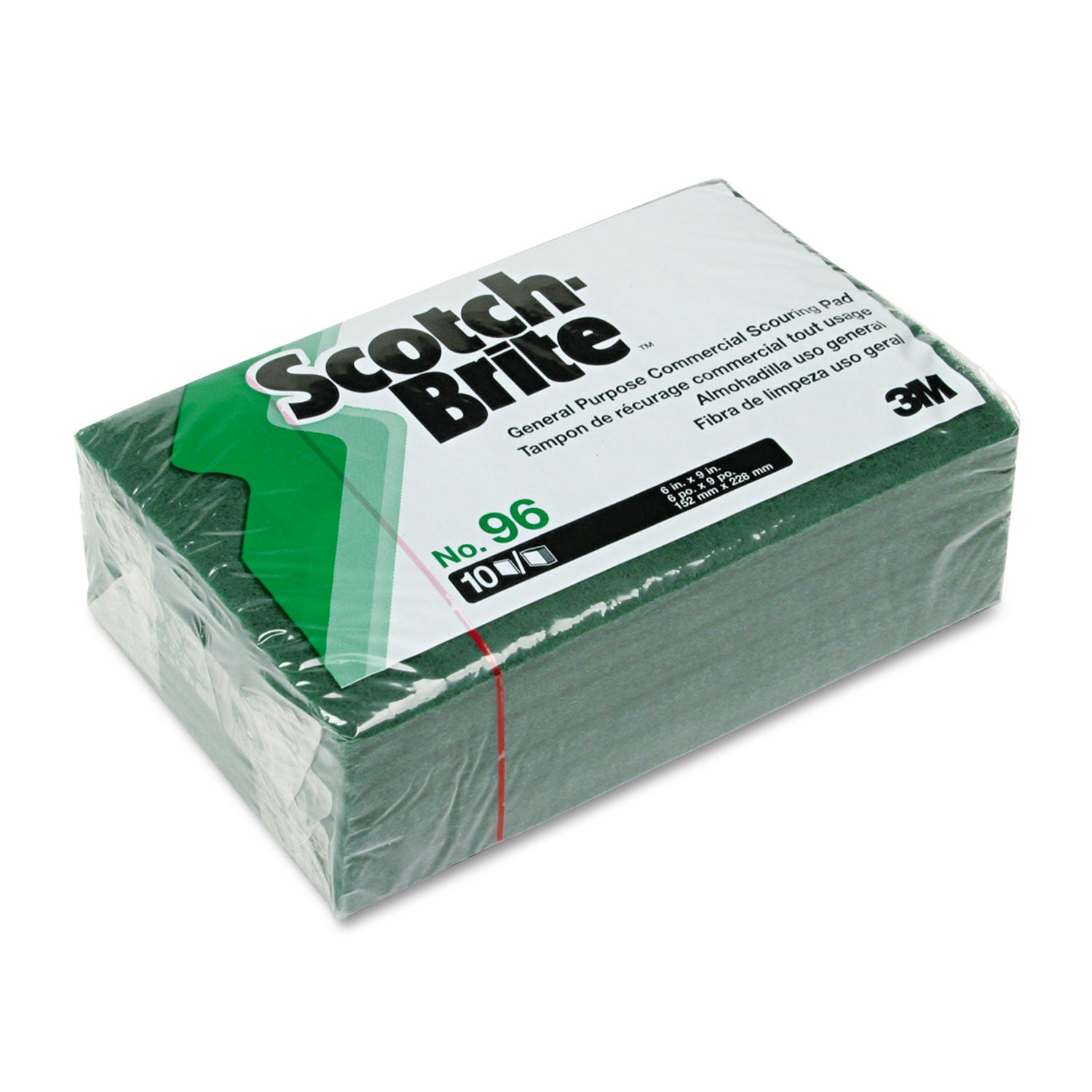 Scotch-Brite General-Purpose Scouring Pads - 6" Width x 9" Length - 10 / Pack - Synthetic Fiber - Green