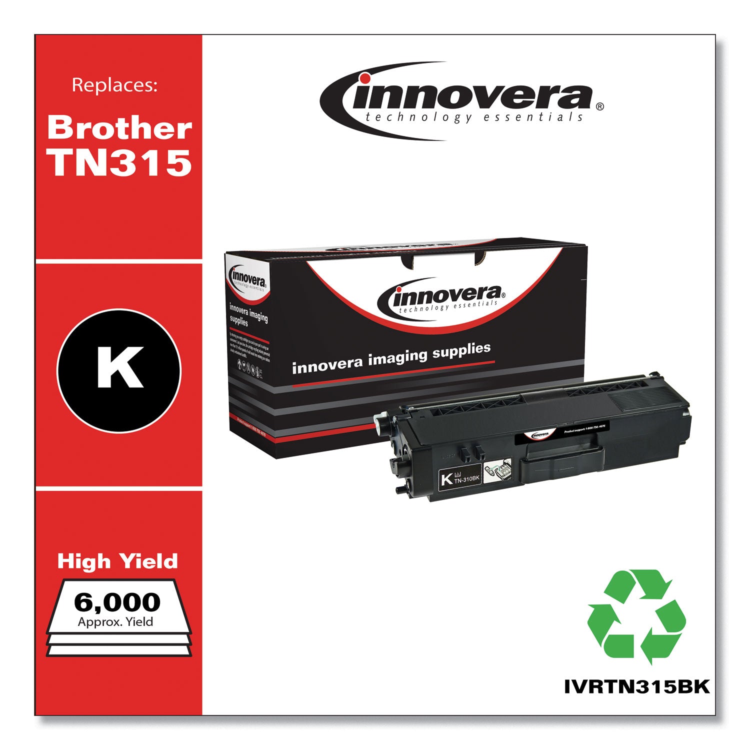 Remanufactured Black High-Yield Toner, Replacement for TN315BK, 6,000 Page-Yield