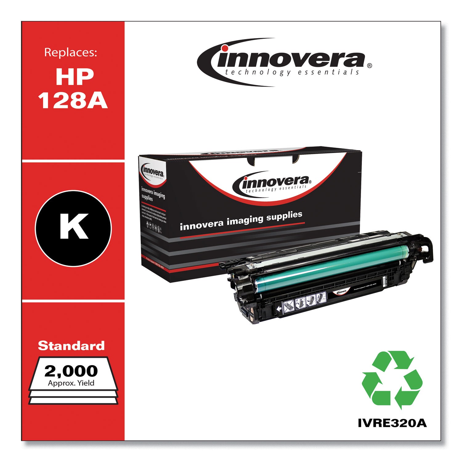 Remanufactured Black Toner, Replacement for 128A (CE320A), 2,000 Page-Yield