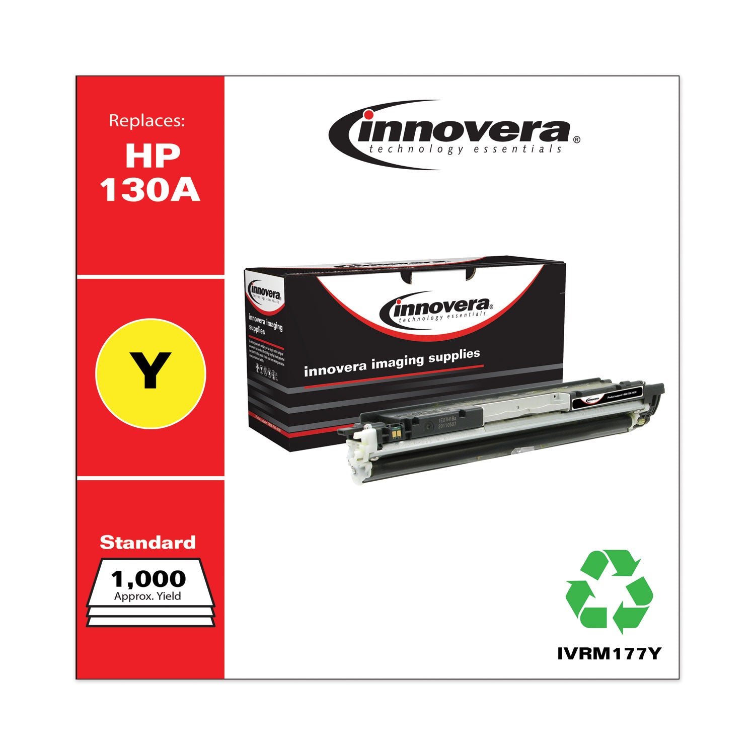 Remanufactured Yellow Toner, Replacement for 130A (CF352A), 1,000 Page-Yield