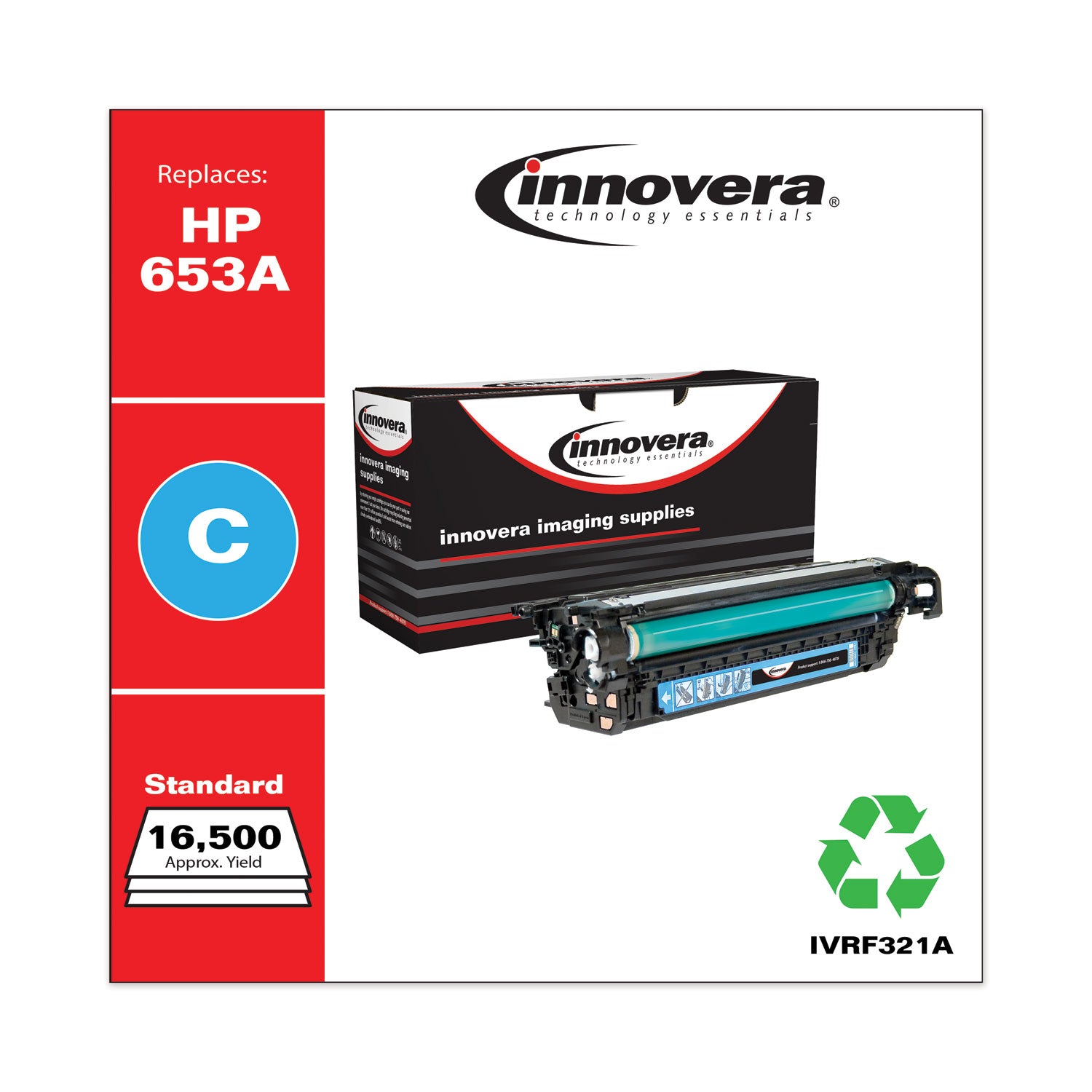 Remanufactured Cyan Toner, Replacement for 653A (CF321A), 16,500 Page-Yield