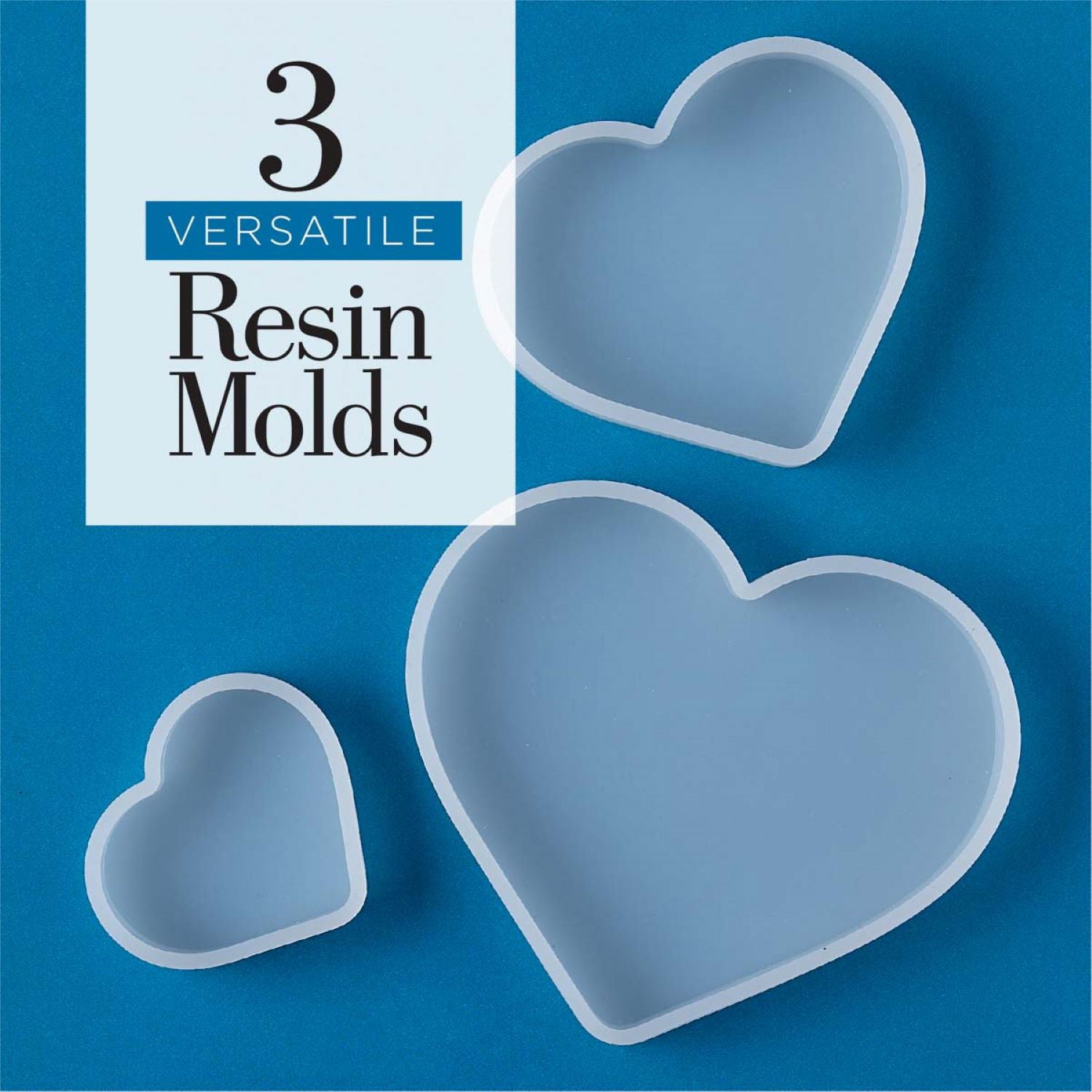 Silicone Resin Mold, Hearts, 3-Piece