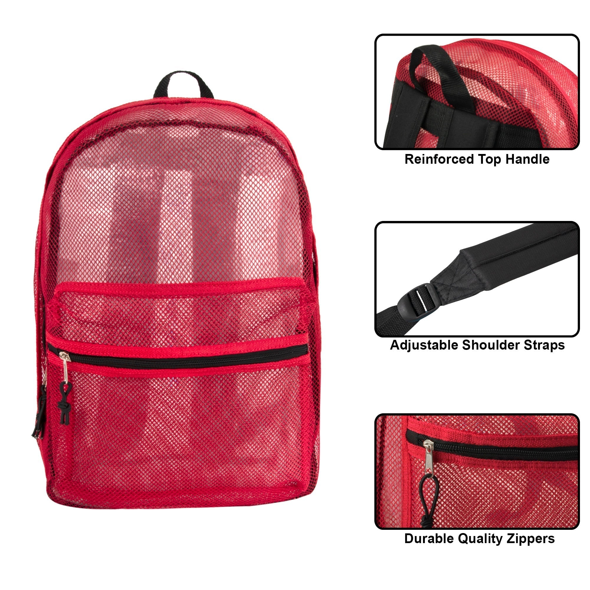 Bulk Premium 17" Mesh Backpack - 5 Assorted Colors - 24 in the Pack