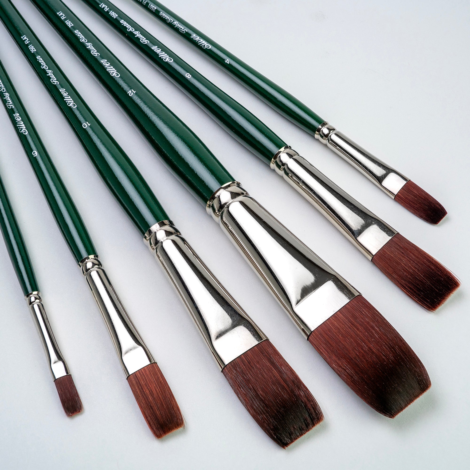 Ruby Satin Long Flats, 6 Brushes