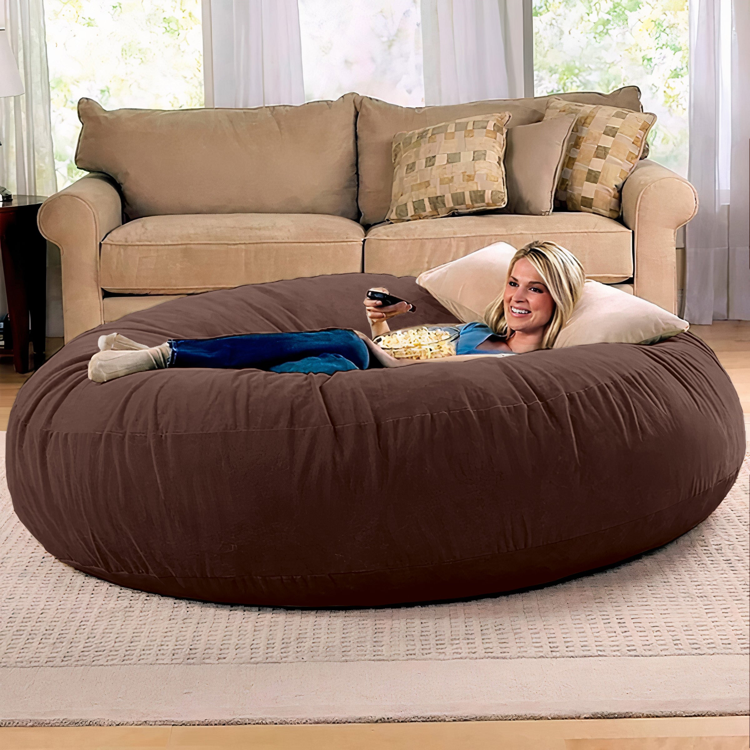 Jaxx 6 Foot Cocoon - 2-in-1 Convertible Bean Bag Bed & Large Bean Bag Chair for Adults, Chocolate