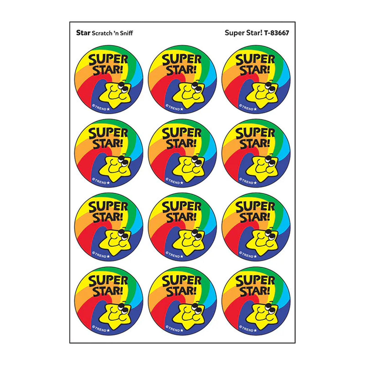 Super Star!/ Star Scent Stickers, 24 Per Pack, 6 Packs