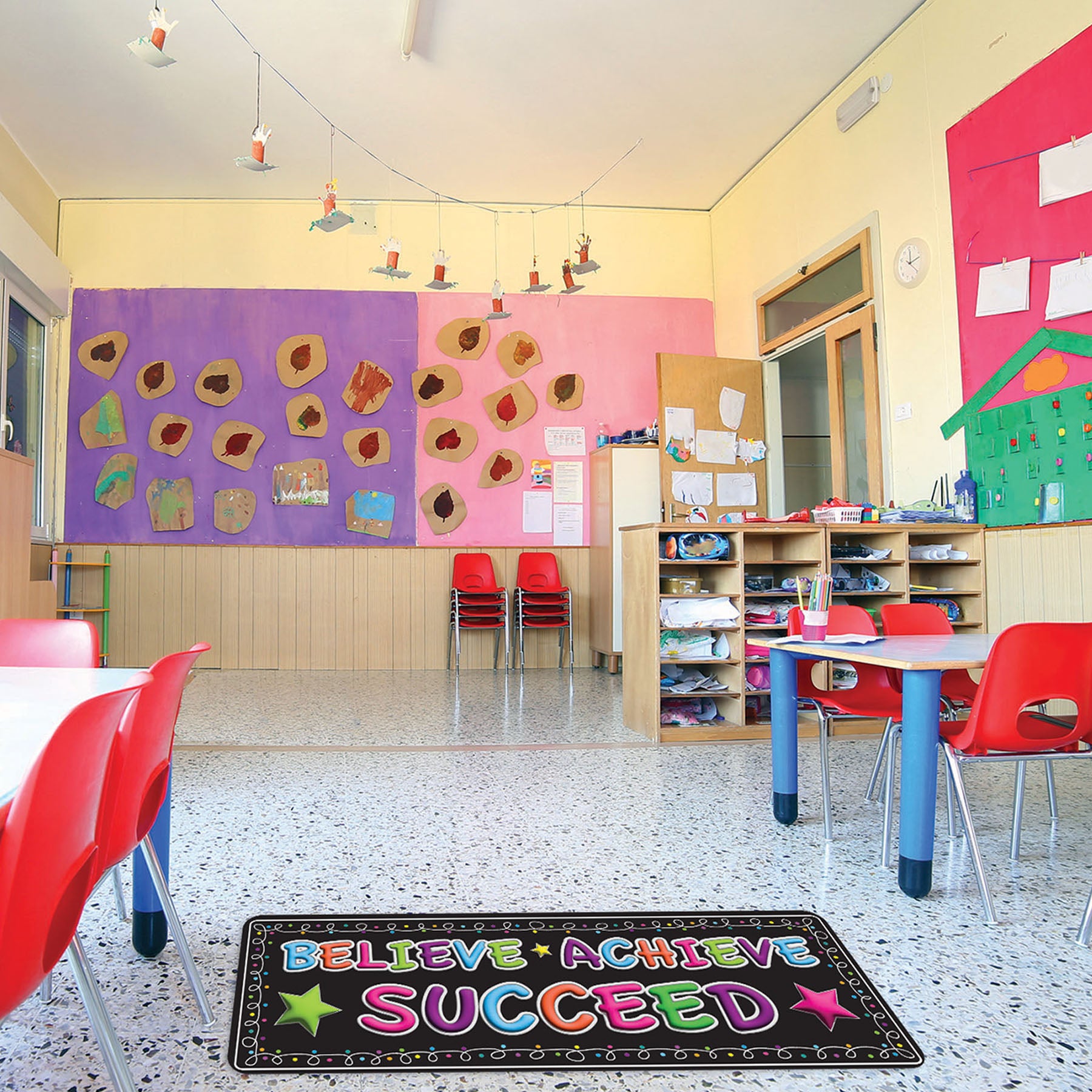 The Original Fun Mat™, Mat Runner, 15.5" x 47", Believe, Achieve, Succeed, Chalk Loops