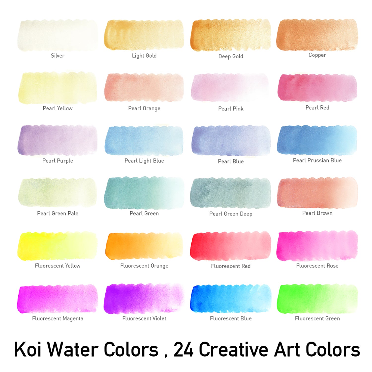 Koi Water Colors Field Sketch Box with Brush, 24 Creative Art Colors
