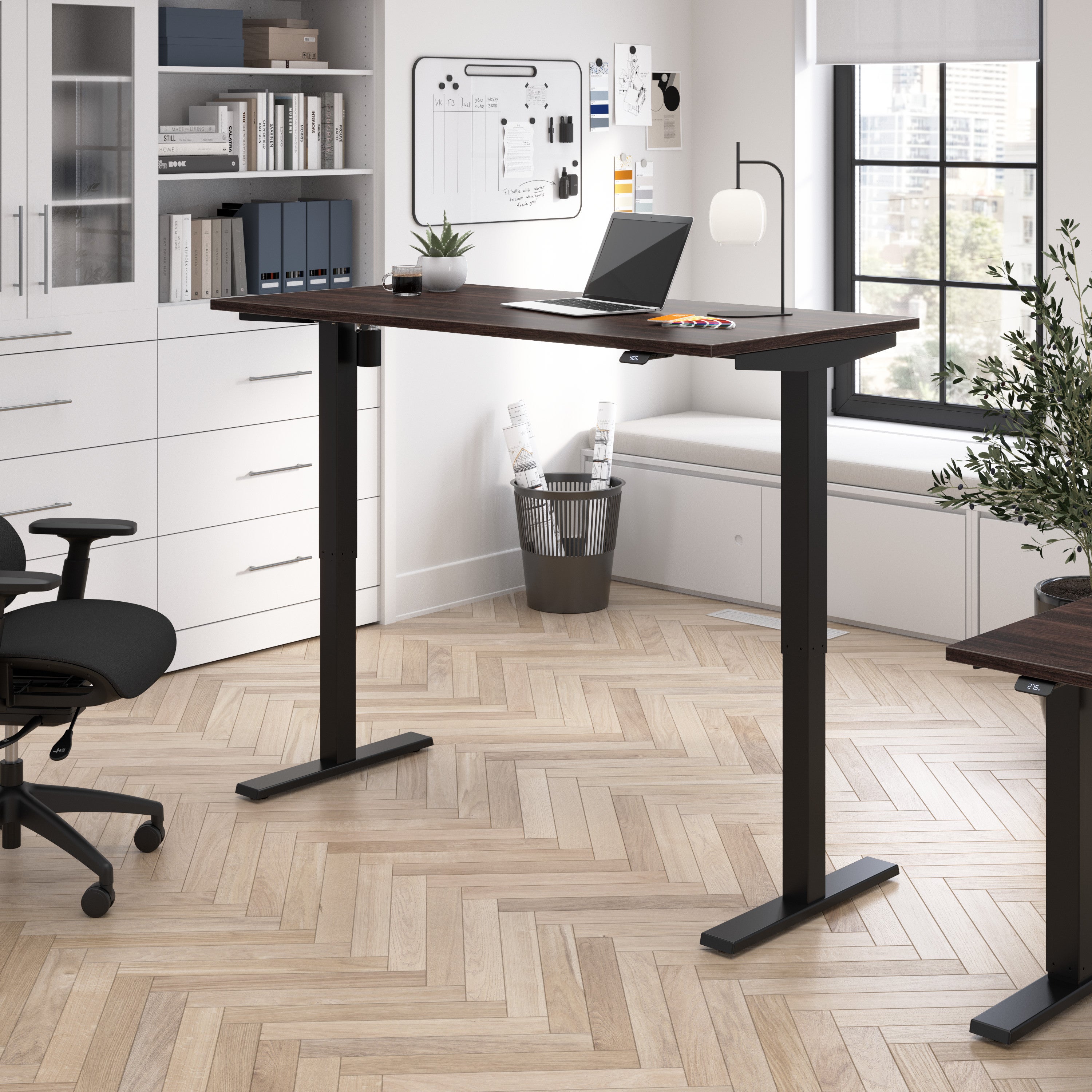 Bush Business Furniture Move 40 Series 60W x 30D Electric Height Adjustable Standing Desk in Black Walnut with Black Base - 59.45" Width x 29.37" Depth x 28.17" Height