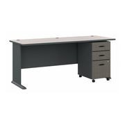 Bush Business Furniture Series A 72W Desk with Mobile File Cabinet in Slate and White Spectrum - 71.54" Width x 26.81" Depth x 29.66" Height