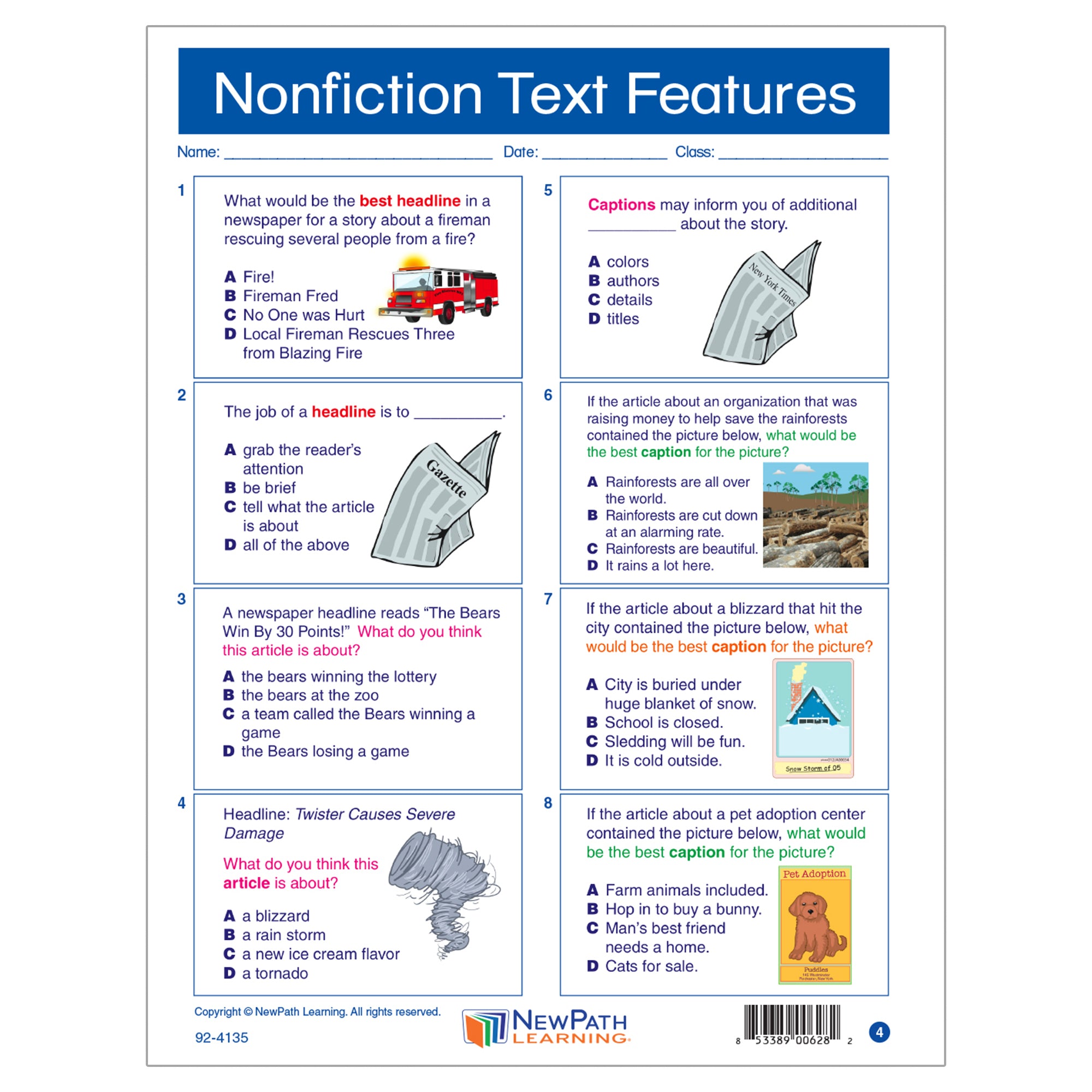 Nonfiction Text Features Learning Center, Grades 3-5