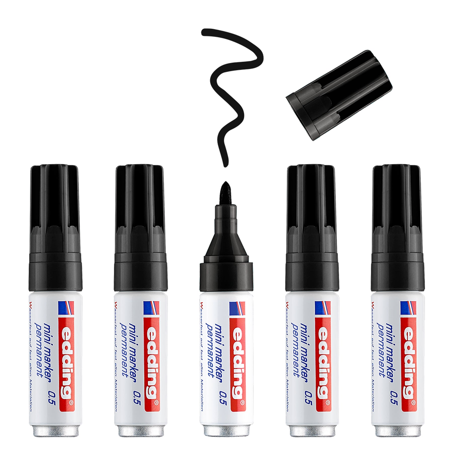 edding 0.5 Mini Permanent Marker - Polybag of 10 - Black