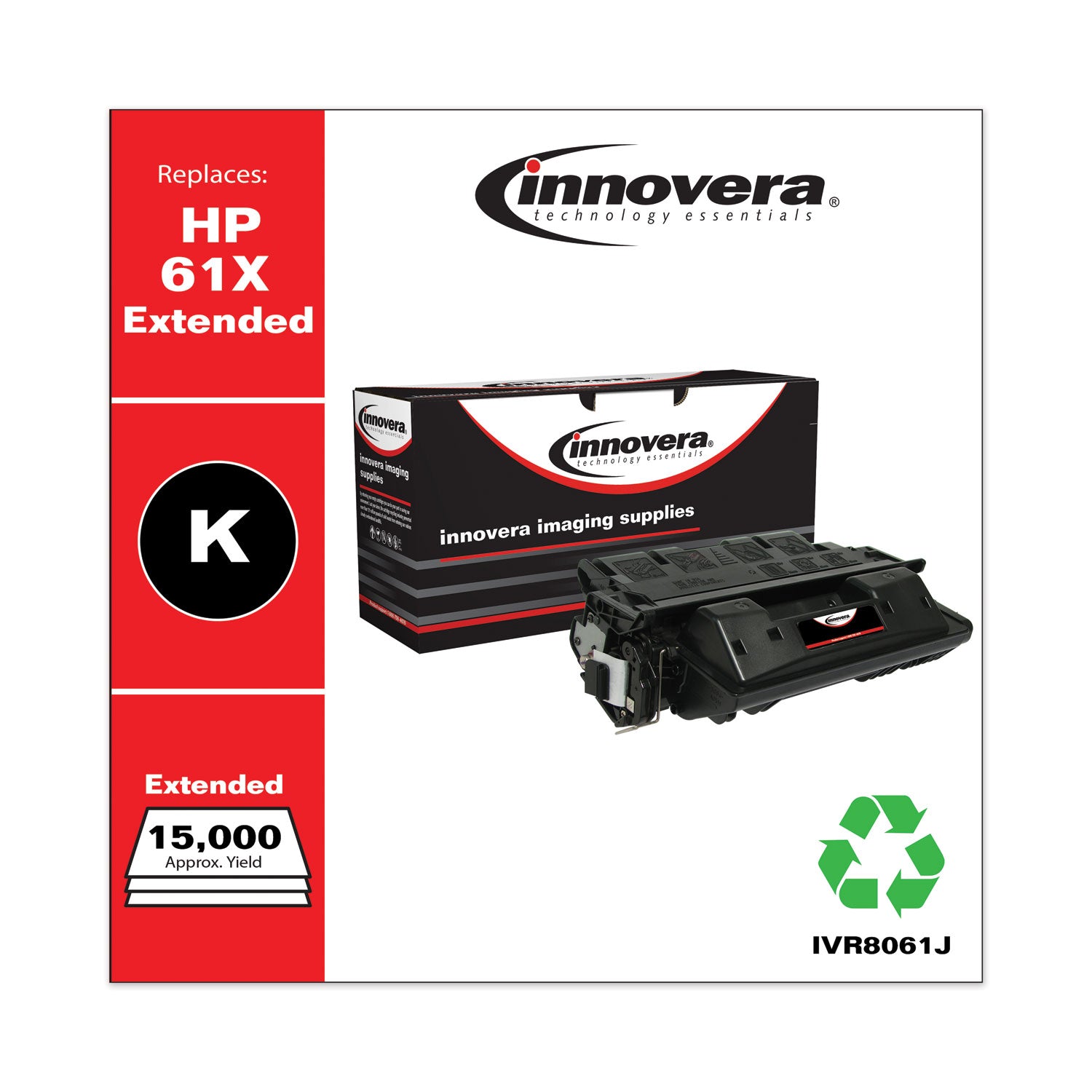 Remanufactured Black Extended-Yield Toner, Replacement for 61X (C8061XJ), 15,000 Page-Yield