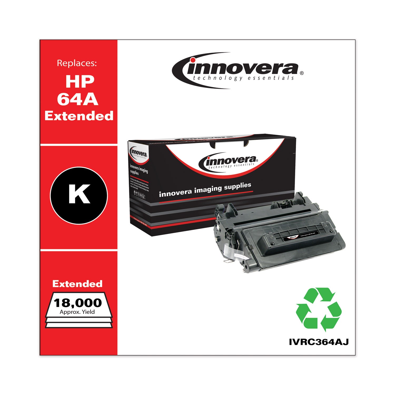 Remanufactured Black Extended-Yield Toner, Replacement for 64A (CC364AJ), 18,000 Page-Yield