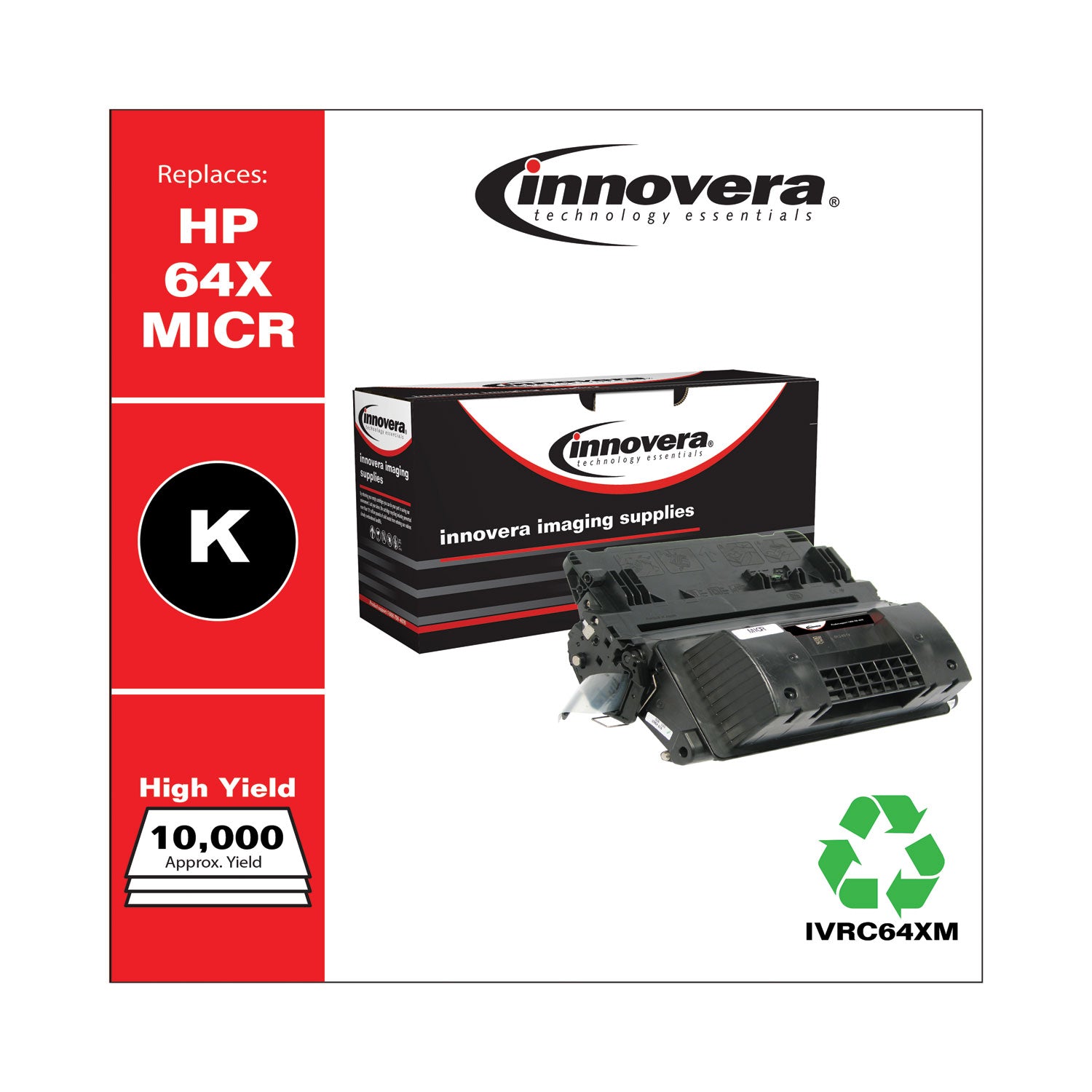 Remanufactured Black High-Yield MICR Toner, Replacement for 64XM (CC364XM), 24,000 Page-Yield