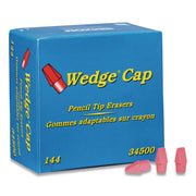 Wedge Pencil Cap Erasers, Pink, Pack of 144