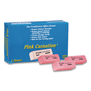 Pink Carnation Erasers, Medium, 2-5/16 x 13/16 x 7/17, Pack of 12