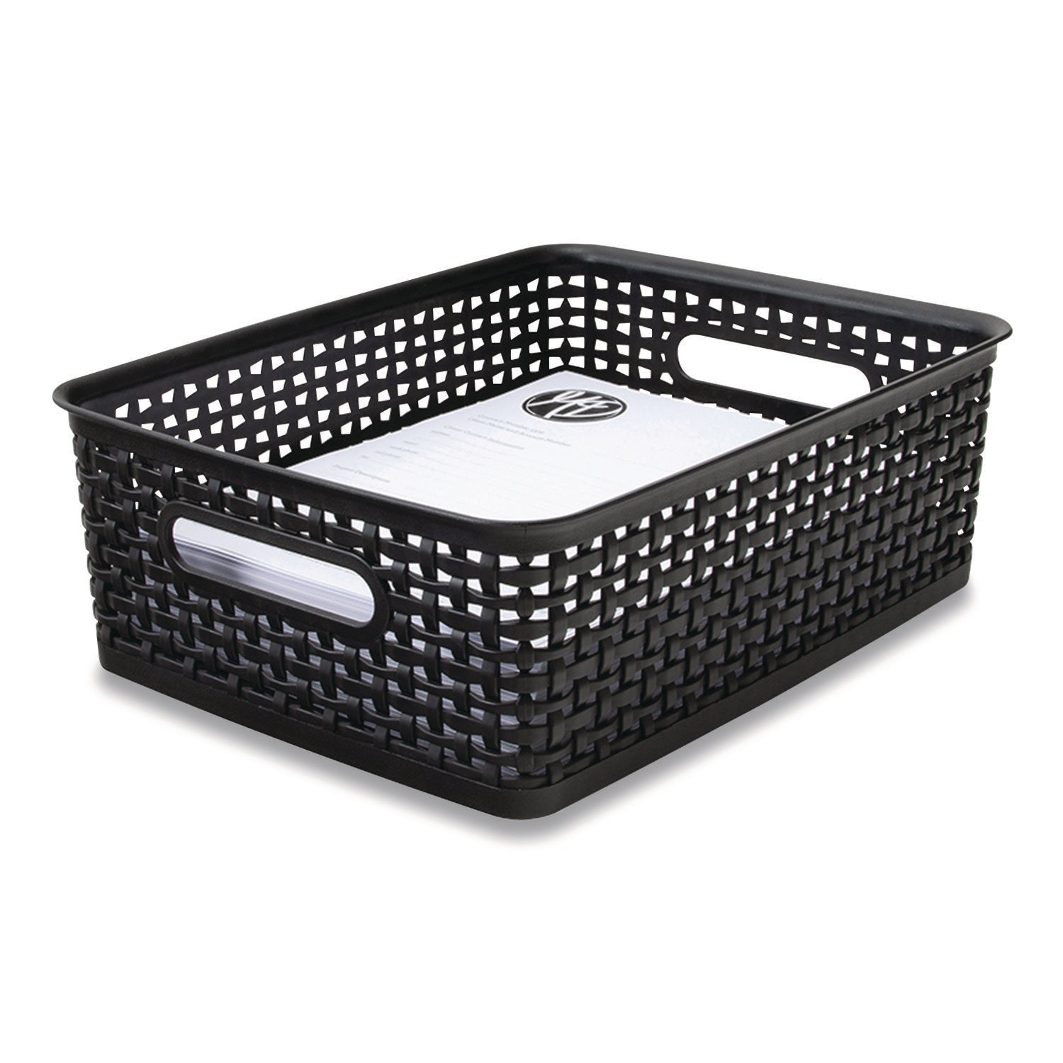 Plastic Weave Bin, Medium, Black