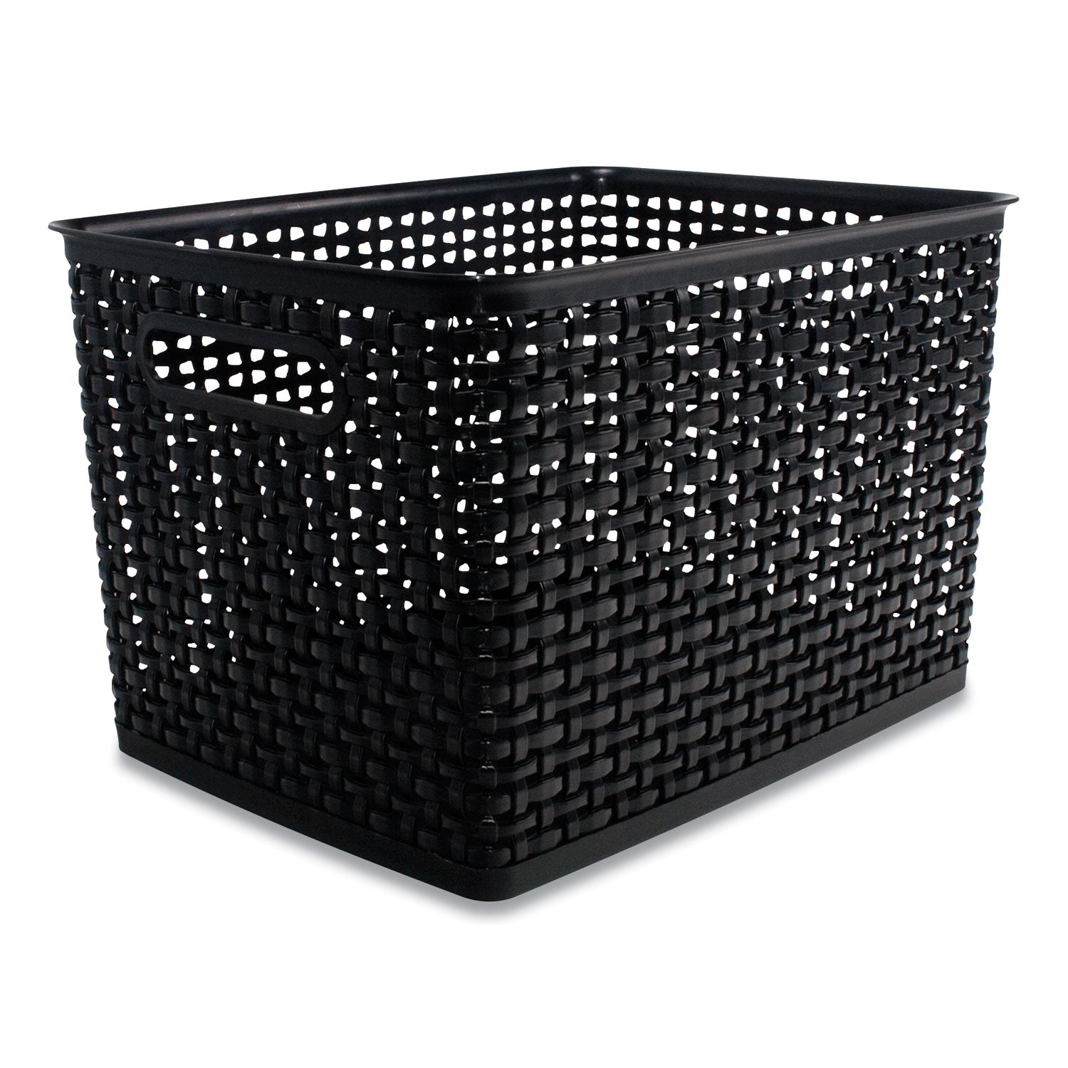 Plastic Weave Bin, Large, Black
