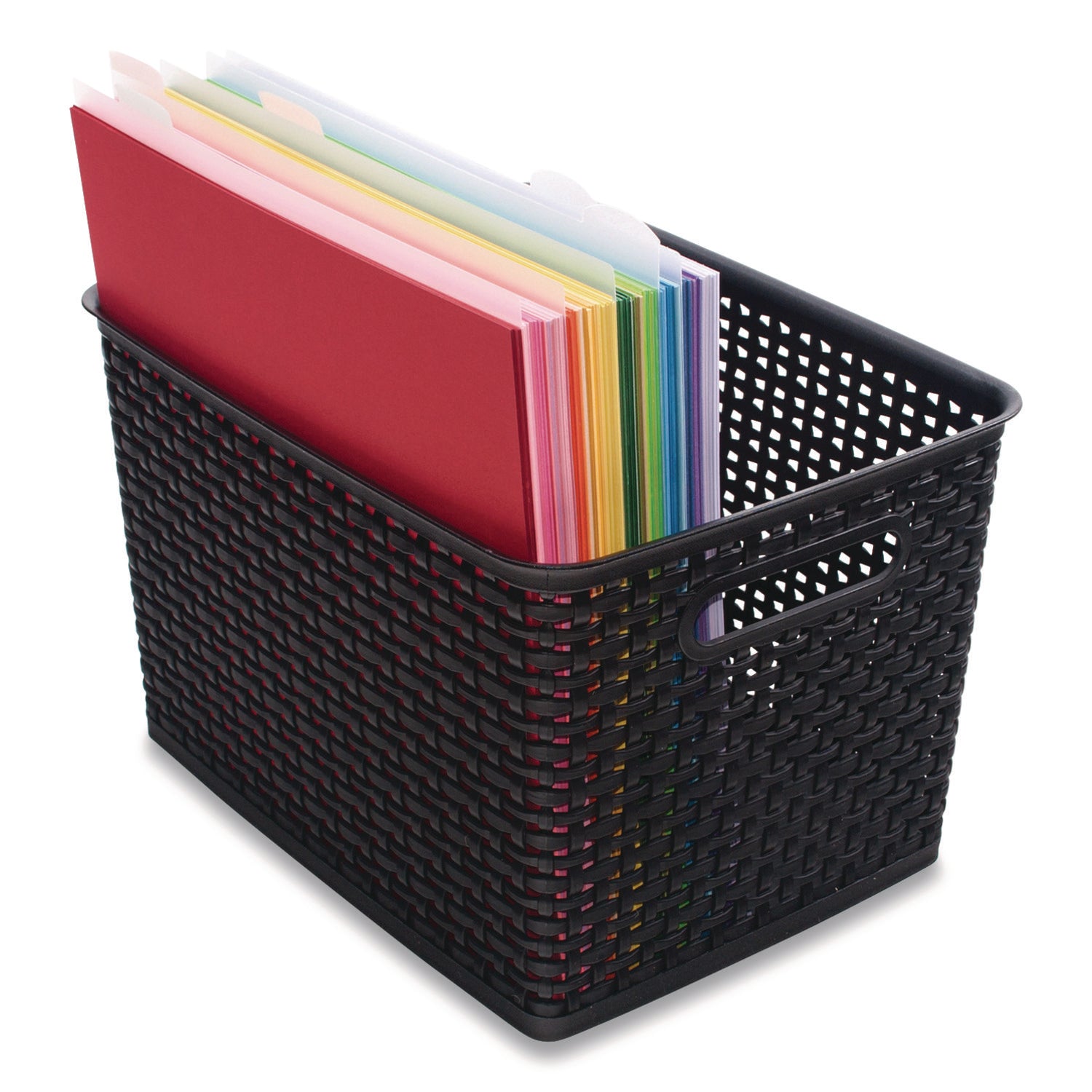 Plastic Weave Bin, Large, Black
