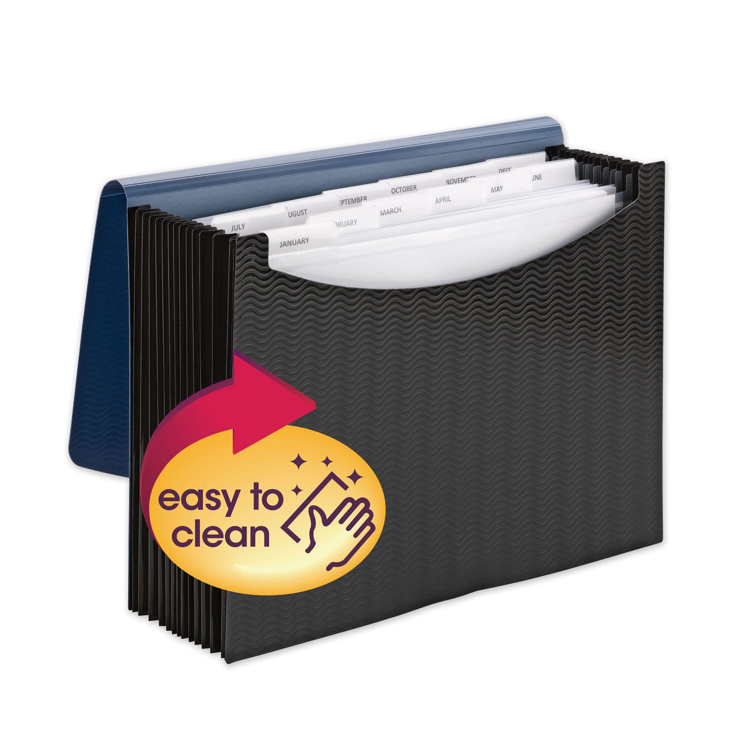 Smead Letter Expanding File - 8 1/2" x 11" - 12 Pocket(s) - Polypropylene - Blue, Black - 1 Each