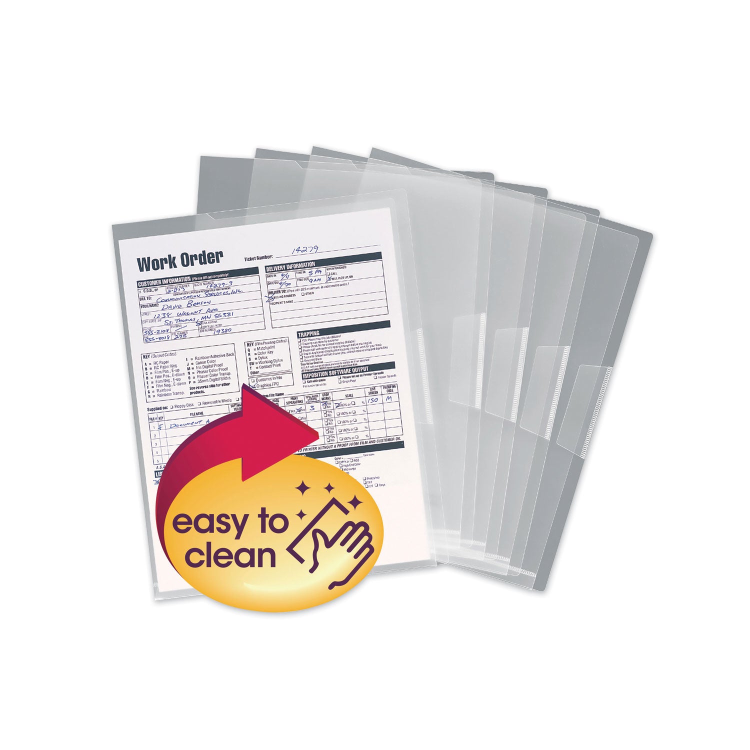Smead Letter File Jacket - 8 1/2" x 11" - Polypropylene - Clear - 5 / Pack