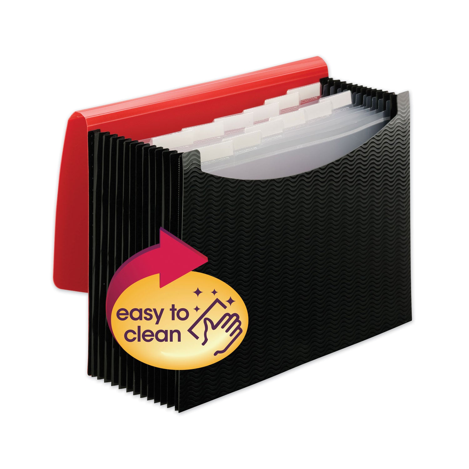 Smead Letter Expanding File, 8 1/2" x 11", 12 Internal Pockets, Red/Black, 1 Each