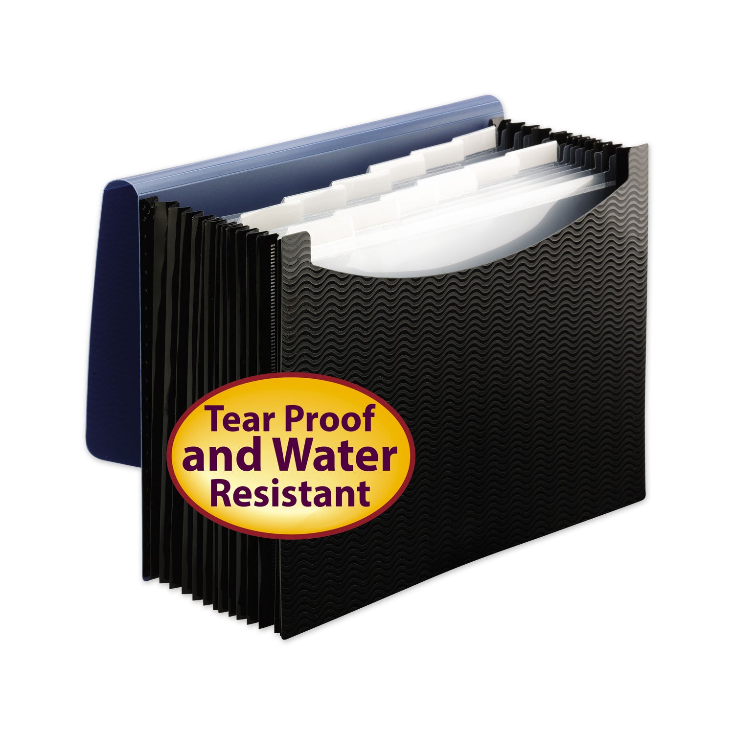 Smead Letter Expanding File - 8 1/2" x 11" - 12 Pocket(s) - Polypropylene - Blue, Black - 1 Each
