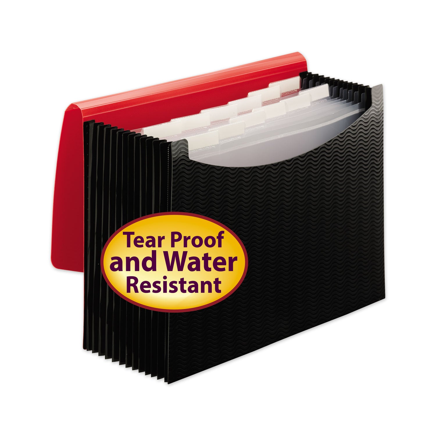 Smead Letter Expanding File, 8 1/2" x 11", 12 Internal Pockets, Red/Black, 1 Each