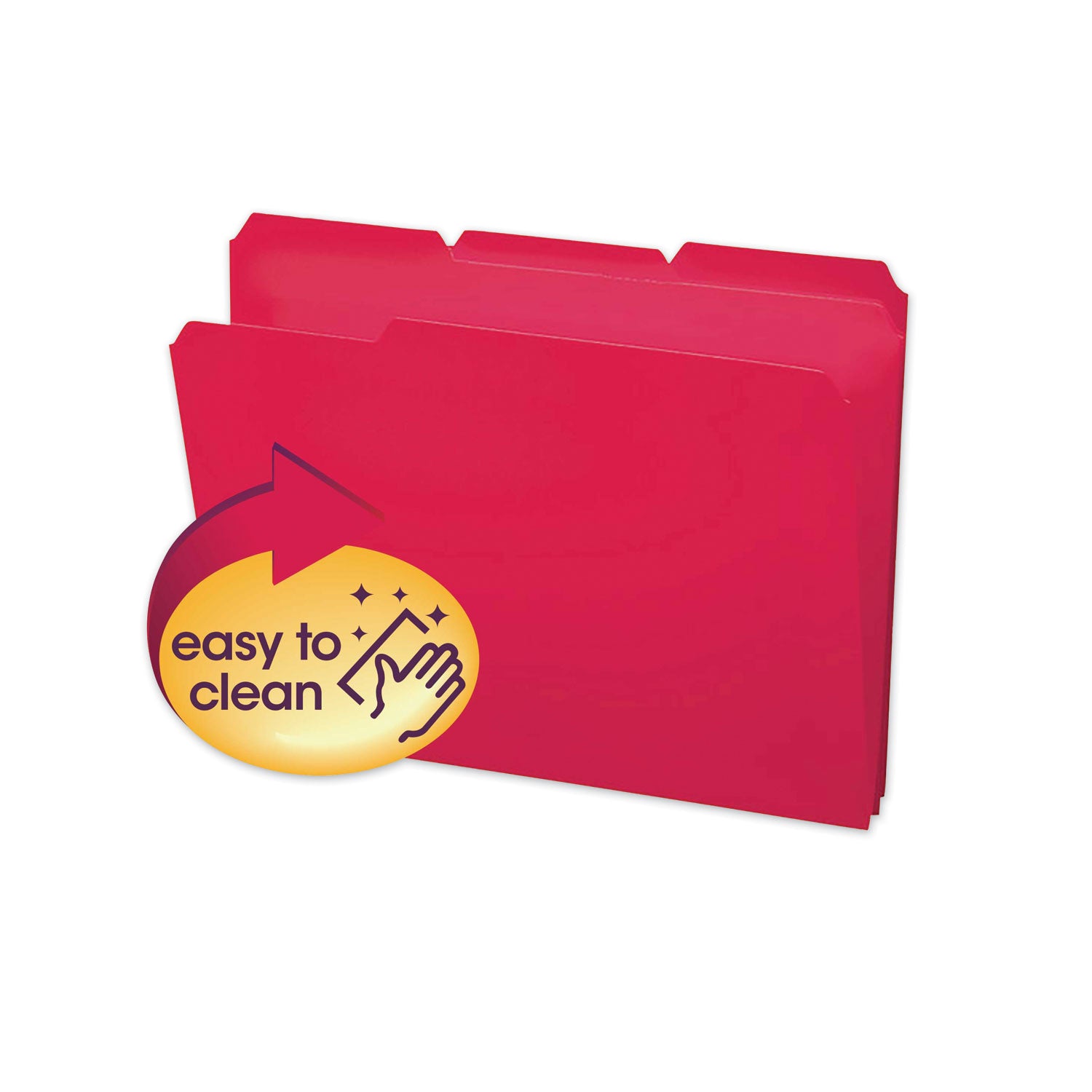 Smead 1/3 Tab Cut Letter Top Tab File Folder - 8 1/2" x 11" - 3/4" Expansion - Top Tab Location - Assorted Tab Position - Polypropylene - Red - 24 / Box