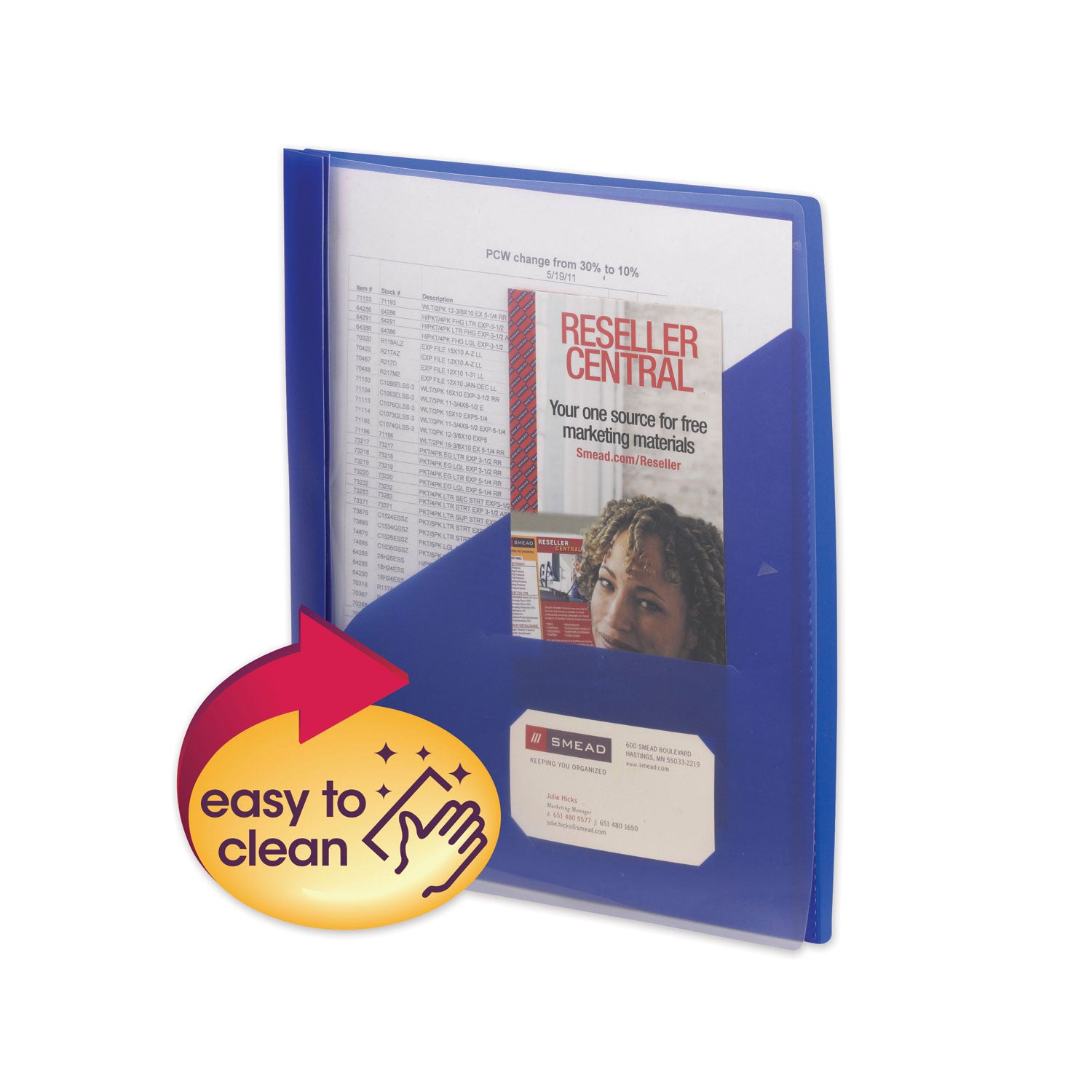 Clear Front Poly Report Cover, Double-Prong Fastener, 0.5" Capacity, 8.5 X 11, Clear/blue, 5/pack