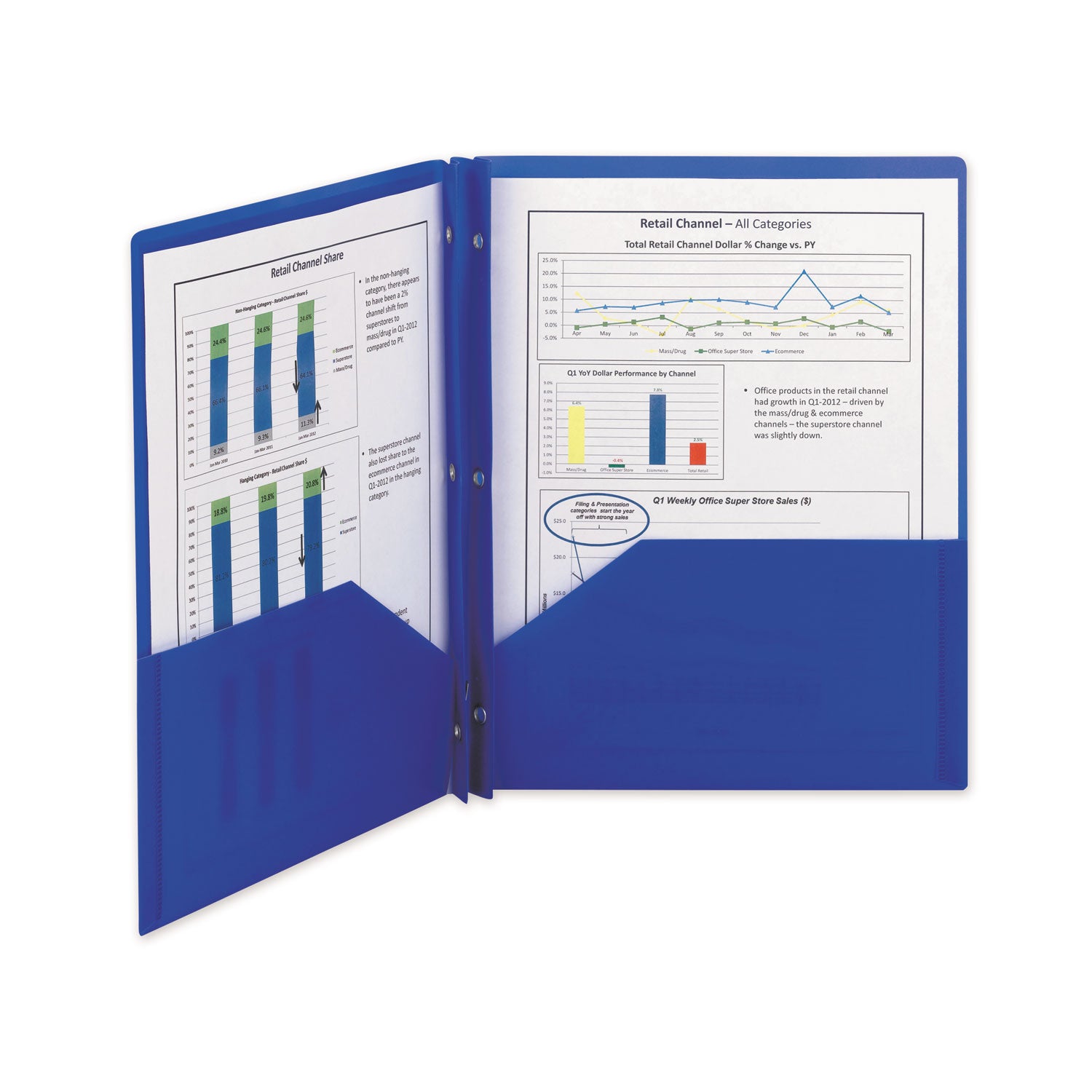 Smead Letter Pocket Folder - 8 1/2" x 11" - 50 Sheets Capacity - 2 Pocket(s) - Polypropylene - Blue - 25 / Box