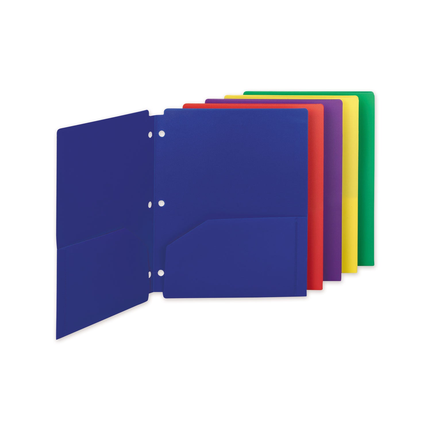 Smead Letter Pocket Folder - 8 1/2" x 11" - 50 Sheets Capacity - 2 Pocket(s) - Red, Purple, Yellow, Green, Dark Blue - 5/Pack - 10 / Carton