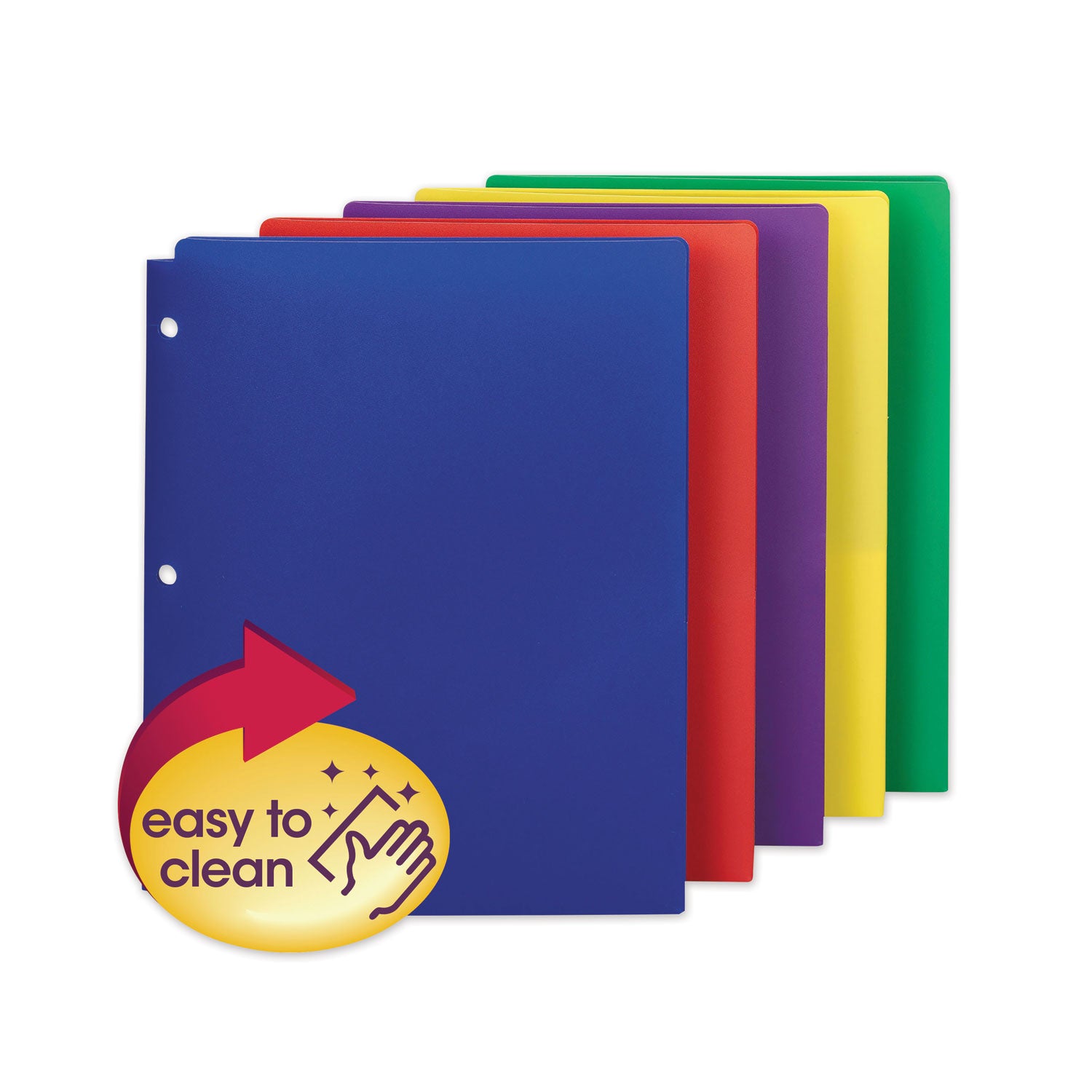 Smead Letter Pocket Folder - 8 1/2" x 11" - 50 Sheets Capacity - 2 Pocket(s) - Red, Purple, Yellow, Green, Dark Blue - 5/Pack - 10 / Carton