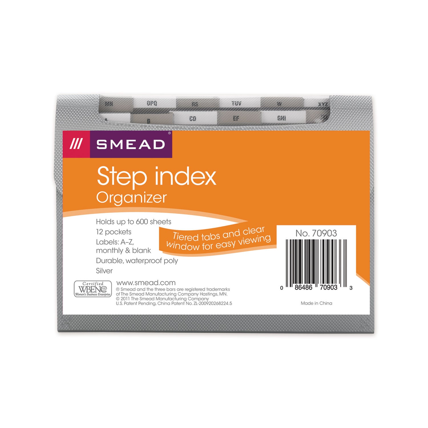 Smead Letter Expanding File - 8 1/2" x 11" - 12 Pocket(s) - Assorted Tab Position - 12 Divider(s) - Polypropylene - Silver - 12 / Carton