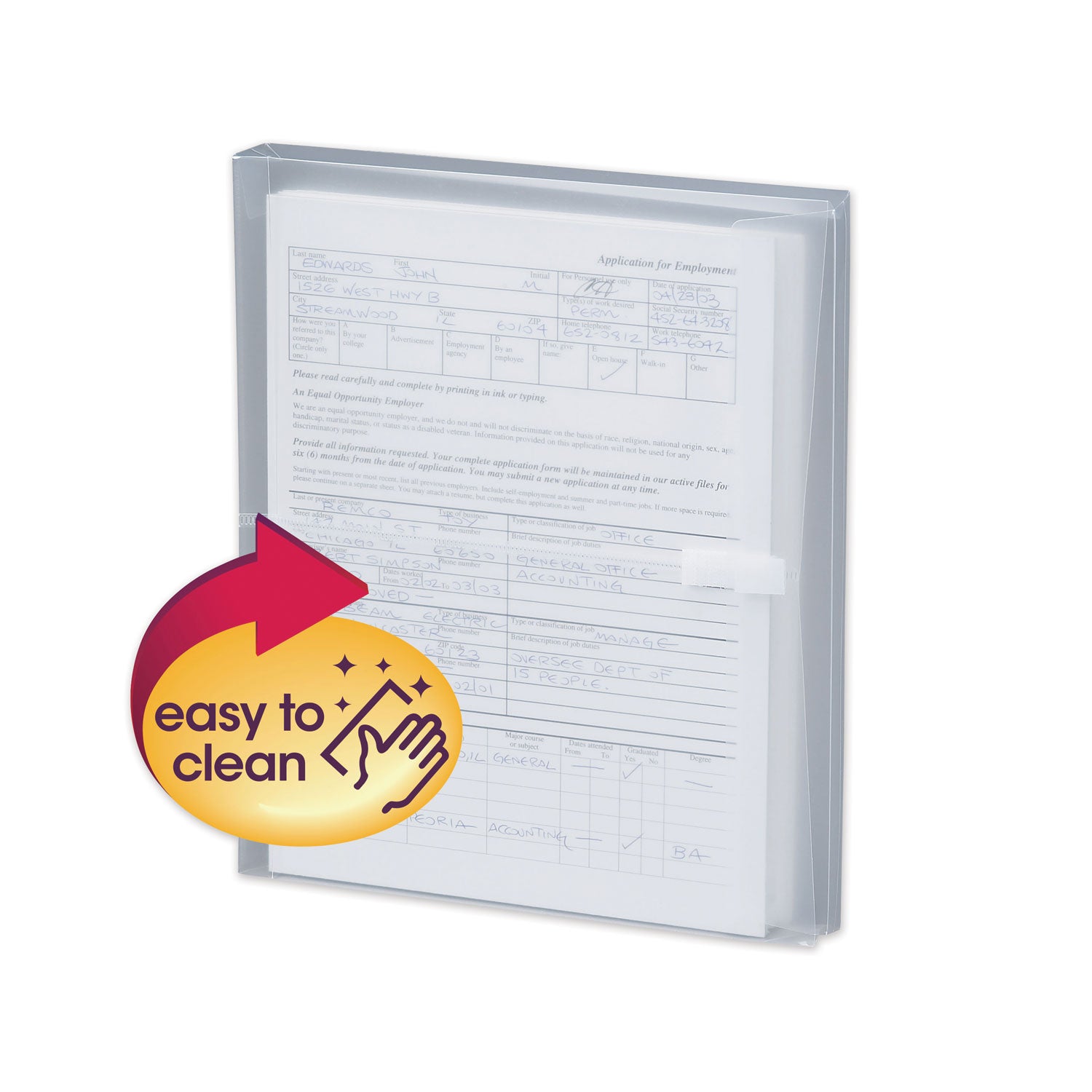 Smead Side-Load Poly Envelope, Letter Size, 8.5" x 11", 1.25" Expansion, Clear Polypropylene, 5 Pack