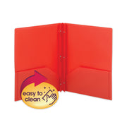 Smead Letter Pocket Folder - 8 1/2" x 11" - 80 Sheets Capacity - Double Tang Fastener(s) - 2 Pocket(s) - Polypropylene - Red - 25/Box - 25 / Box