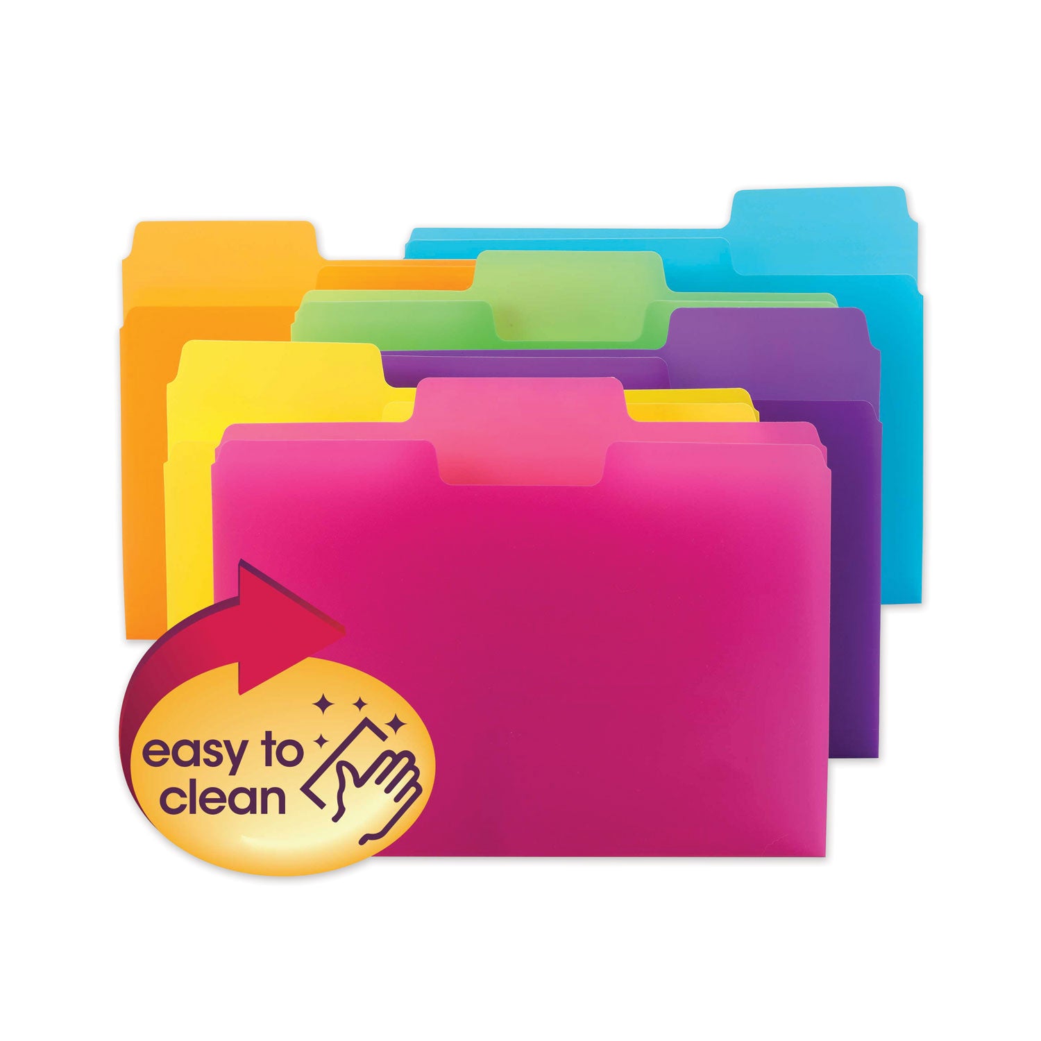 Smead SuperTab Poly File Folders, 1/3 Cut, Letter Size, Top Tab, Assorted Colors (Yellow, Orange, Blue, Pink, Purple, Green), Water Proof, 18 Pack