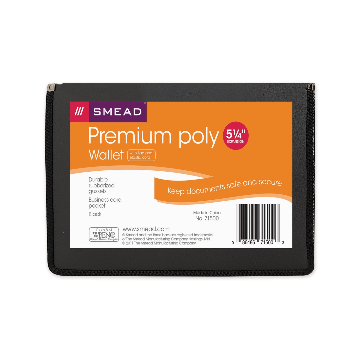 Smead Letter File Wallet - 8 1/2" x 11" - 5 1/4" Expansion - Front Pocket(s) - Poly - Black - 1 Each