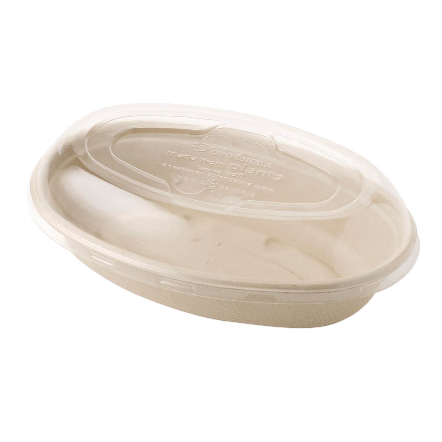 PLA Lids for Fiber Burrito Bowls, 8" Diameter, Clear, Plastic, 400/Carton