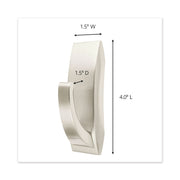 Bath Hook, Large, Metal, Satin Nickel, 5 Lb Capacity, 1 Hook And 2 Strips