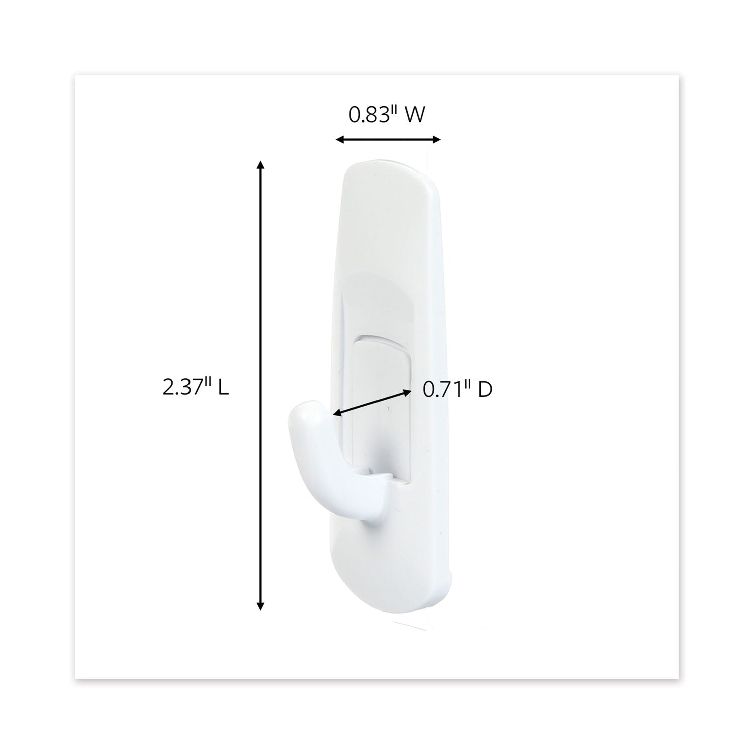 General Purpose Hooks, Small, Plastic, White, 1 lb Capacity, 6 Hooks and 12 Strips/Pack