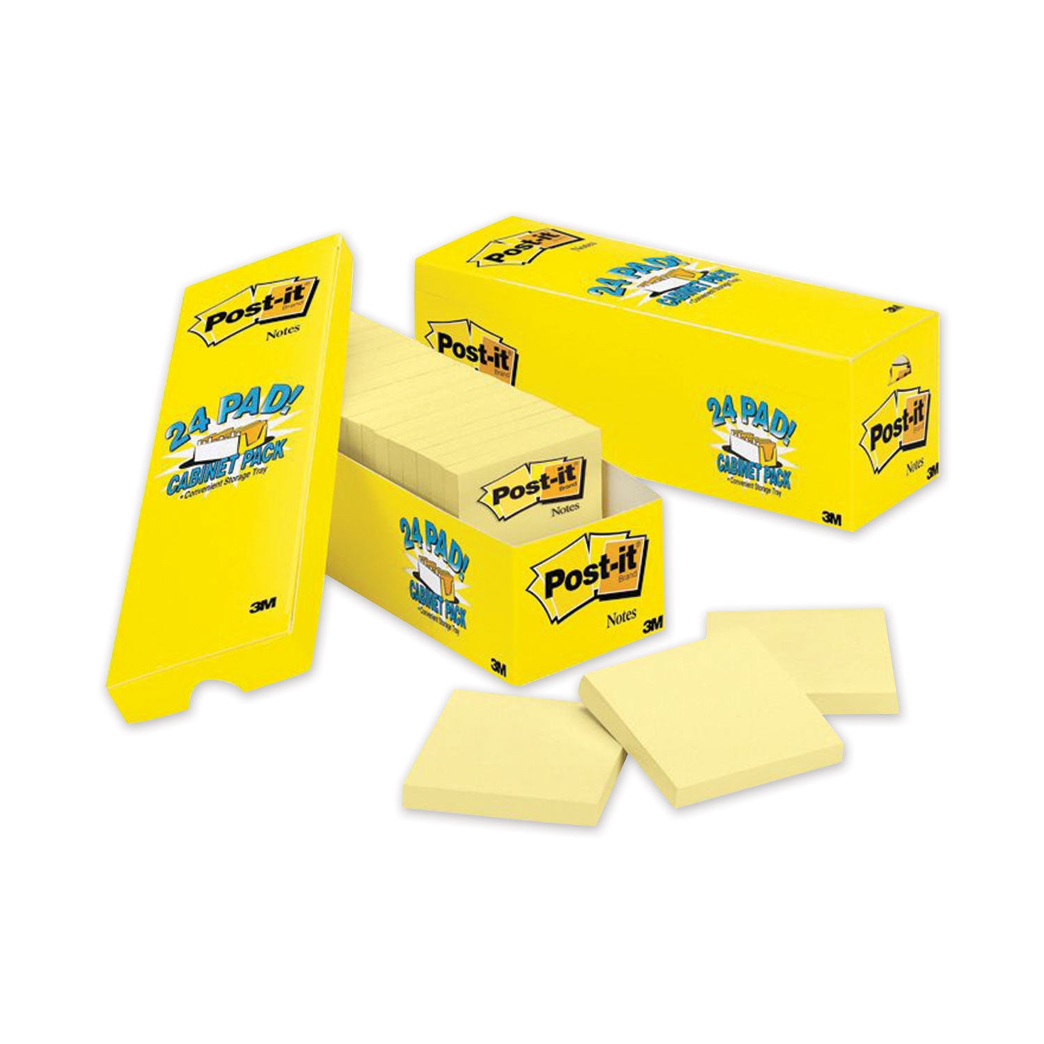 Original Pads in Canary Yellow, Cabinet Pack, 3" x 3", 90 Sheets/Pad, 24 Pads/Pack