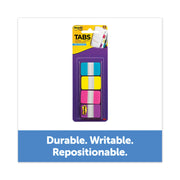 1" Wide Tabs With Dispenser, Aqua, Pink, Violet, Yellow, 88/pack