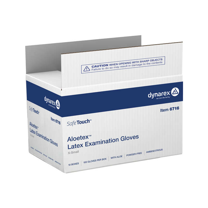 AloeTex Latex Gloves w/ Aloe, X-Small, Green, Powder-Free - 100 per box / 10 boxes per case