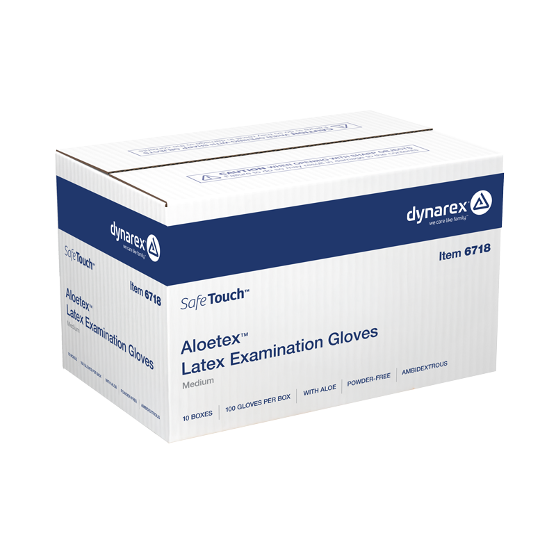 AloeTex Latex Gloves w/ Aloe, Medium, Green, Powder-Free - 100 per box / 10 boxes per case