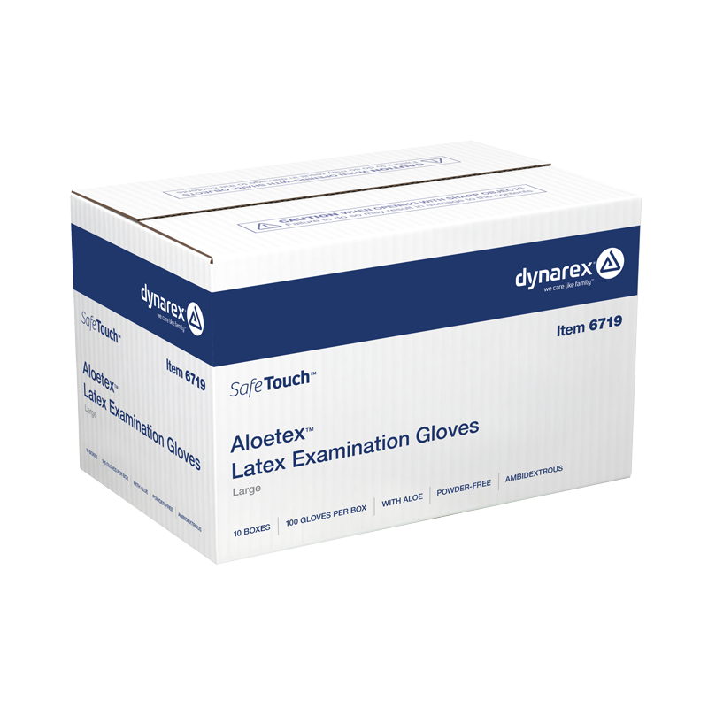AloeTex Latex Gloves w/ Aloe, Large, Green, Powder-Free - 100 per box / 10 boxes per case