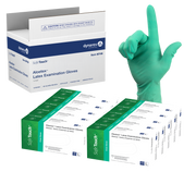 AloeTex Latex Gloves w/ Aloe, Large, Green, Powder-Free - 100 per box / 10 boxes per case