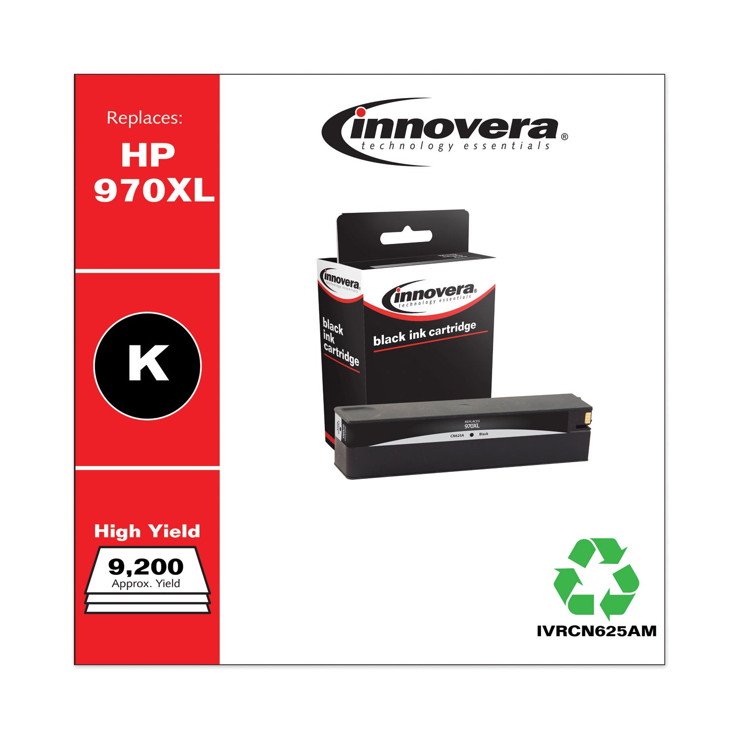 Remanufactured Black High-Yield Ink, Replacement for 970XL (CN625AM), 9,200 Page-Yield